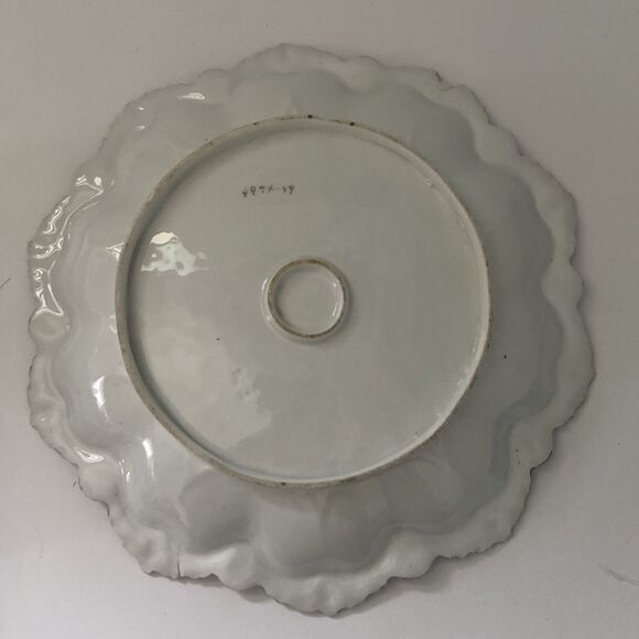 Vintage Hand-Painted Floral Porcelain Plate Pink Roses Scalloped Edge Iridescent - Picture 4 of 13